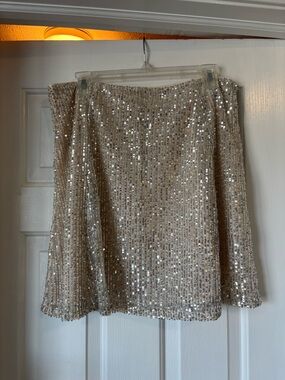 LOFT Sequin Mini Skirt in Light Champagne